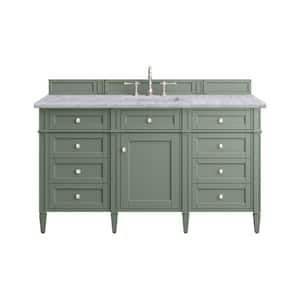 Brittany 60.0 in. W x 23.5 in. D x 33.8 in. H Bathroom Vanity in Smokey Celadon with Carrara Marble Marble Top