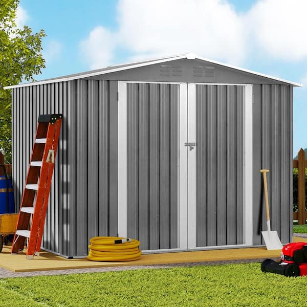 8 ft. W x 6 ft. D Metal Storage Shed with Metal Foundation for Garden and Backyard (40 sq. ft. )