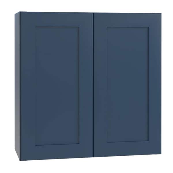 Home Decorators Collection Newport Blue Painted Plywood Shaker Assembled Wall Kitchen Cabinet Soft Close 36 in W x 12 in D x 30 in H