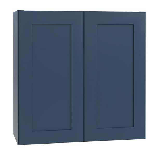 Newport 36 in. W x 12 in. D x 30 in. H Assembled Plywood Wall Kitchen Cabinet in Mythic Blue with Soft Close