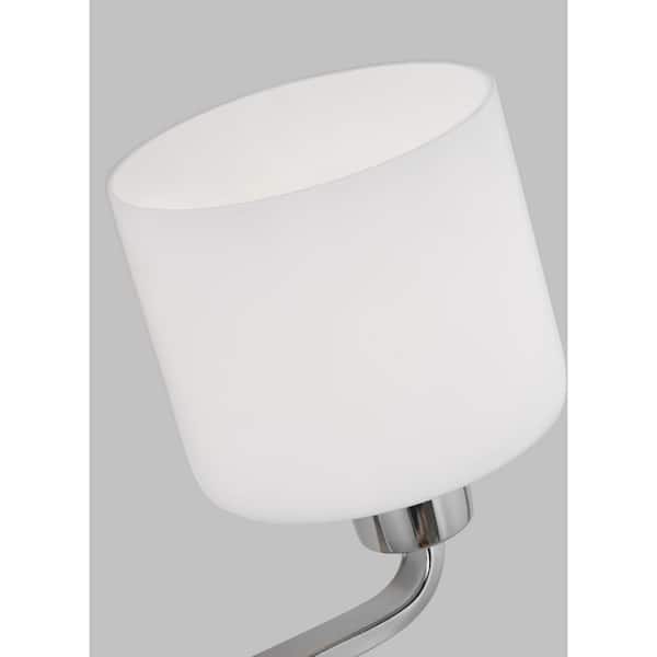 Generation Lighting - Canfield 23 in. 3-Light Chrome Minimalist Modern Wall Bathroom Vanity Light with Etched White Glass Shades and LED Bulbs