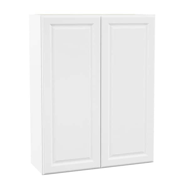 Hampton Bay Hampton 33 in. W x 12 in. D x 42 in. H Assembled Wall Cabinet in Satin White