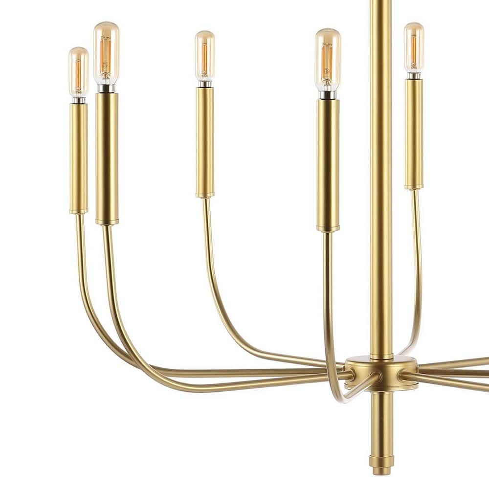 Amoros Mid-Century Transitional 27.25" Gold Satin Antler LED Chandelier