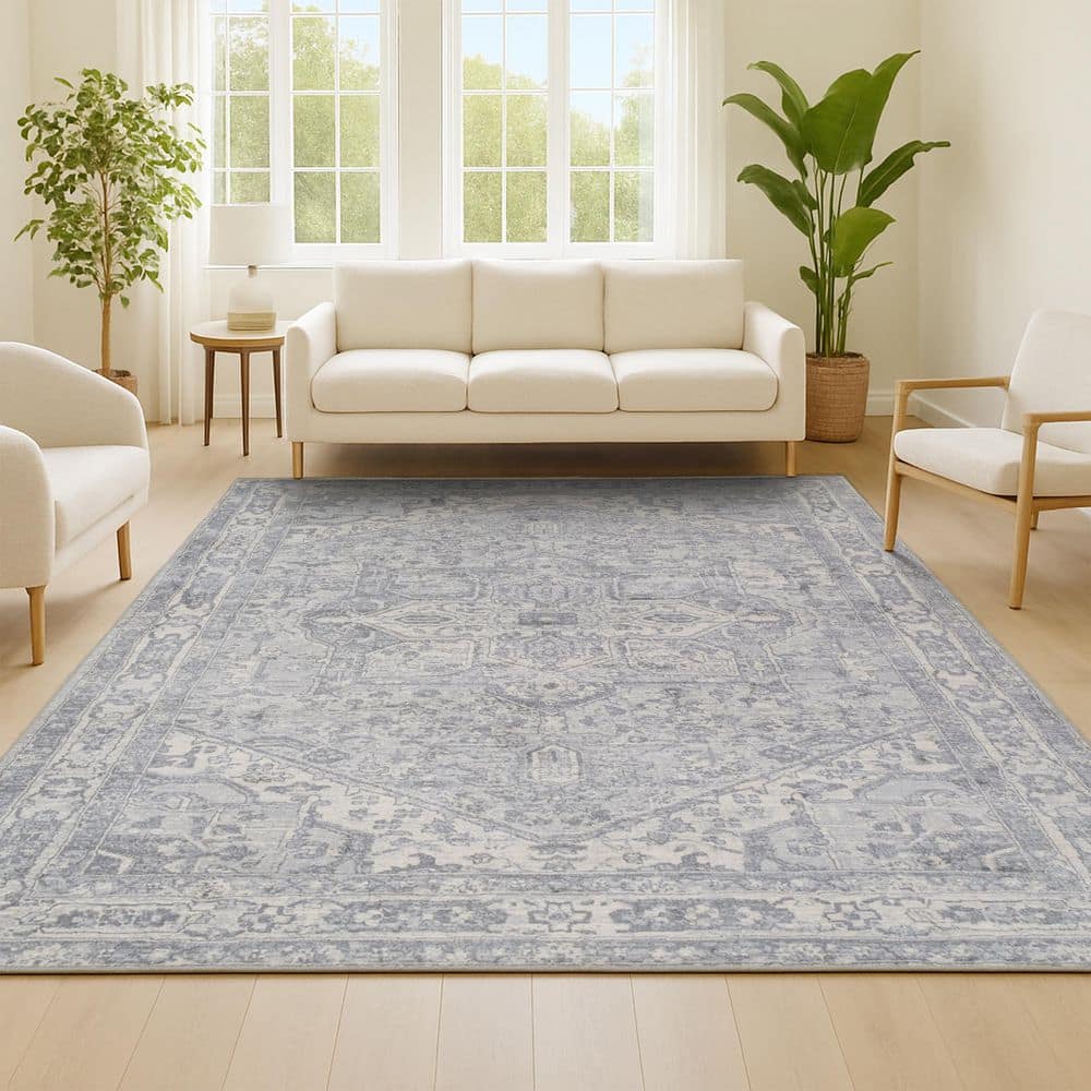 JONATHAN Y Modern Persian Vintage Medallion Light Gray/Ivory 5 ft