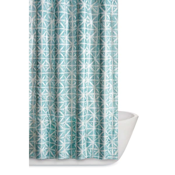 Truly Soft Celine 72 in. Teal Grey Shower Curtain