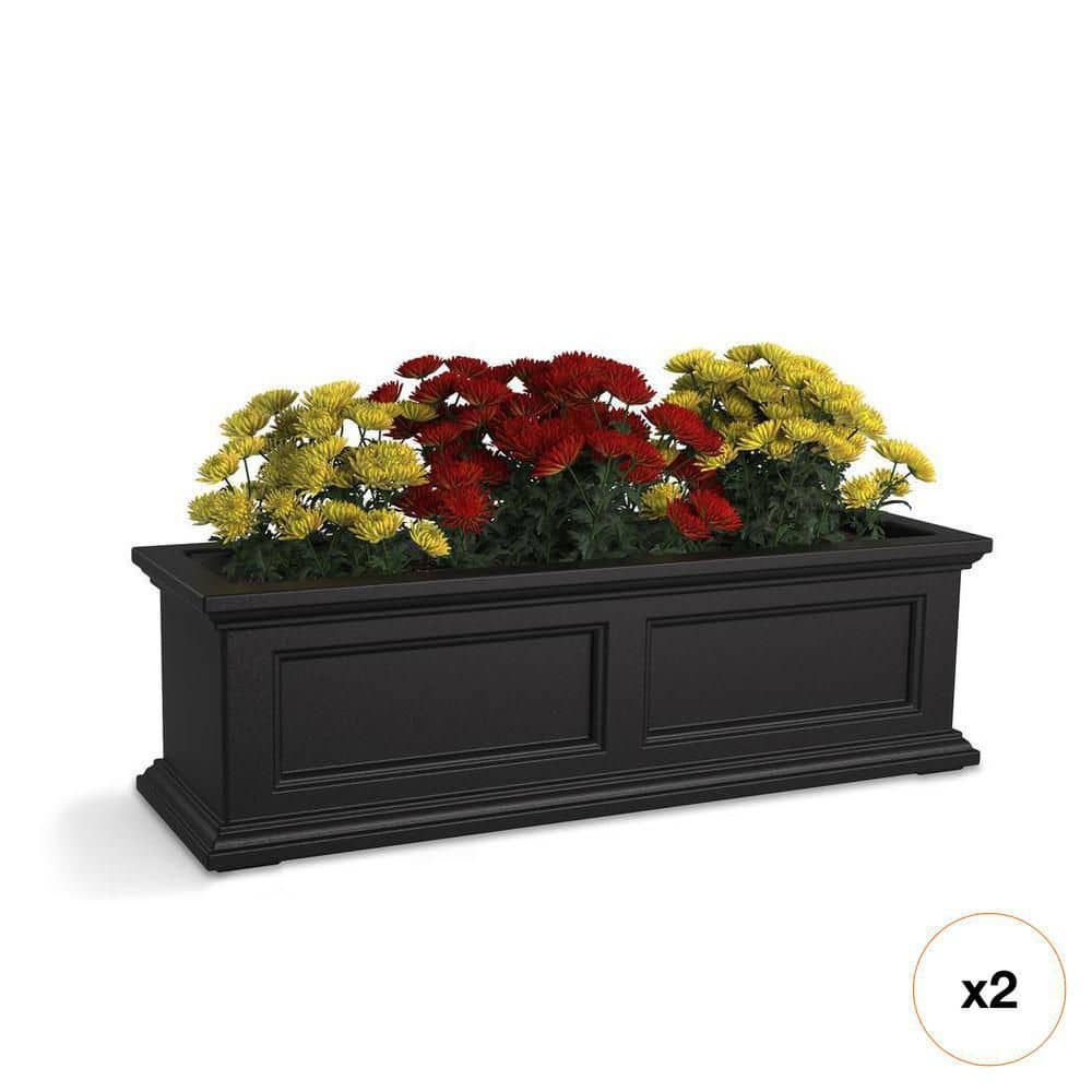 Mayne Fairfield 36 in. x 11 in. Self-Watering Black Polyethylene