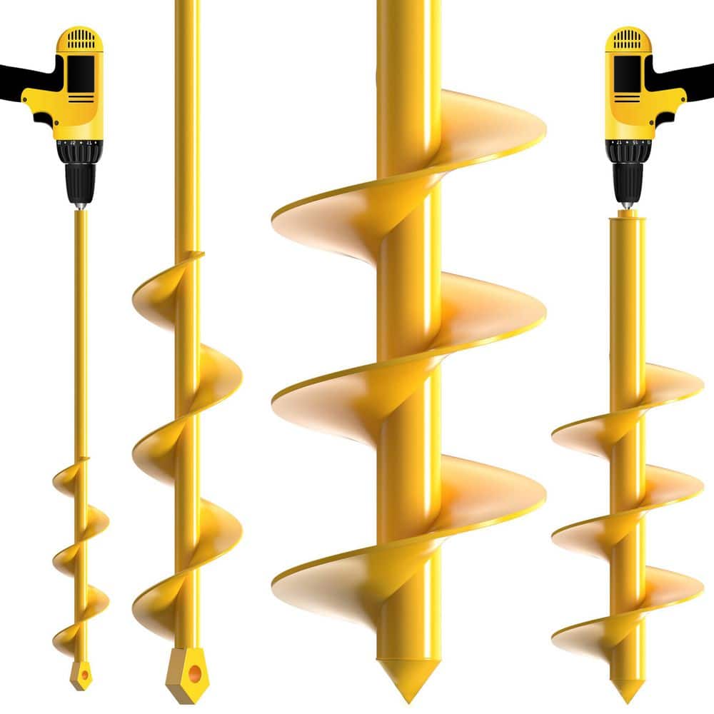 1.6 x 16.5 in. 3.5 x 16 in. Earth Auger Bit, Garden Auger Drill Bit for Pla