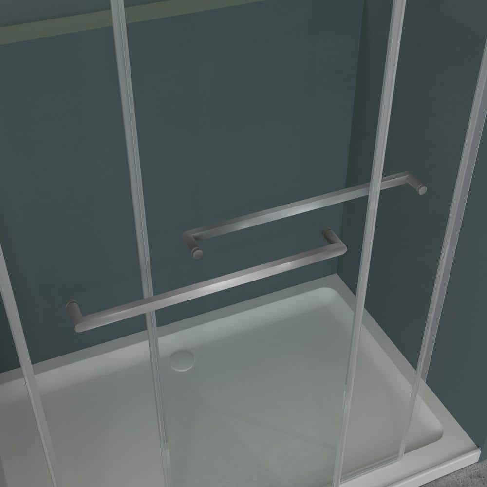 60 Inch Frameless Clear Tempered Glass Sliding Shower Door