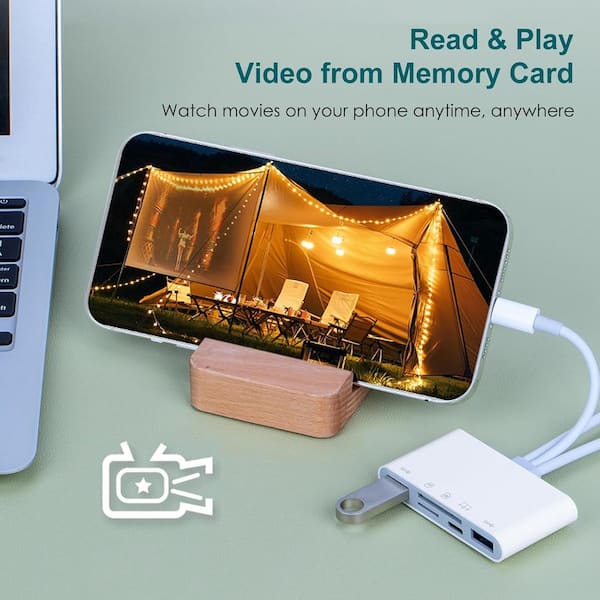 Vrbgify - 5 in 1-Universal Memory Card Reader SD/TF Card/USB Adapters Support SD/Micro SD/SDHC/SDXC/MMC Memory Cards Plug and Play
