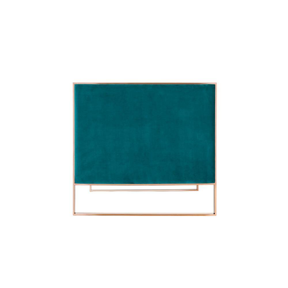 Teal Velvet Tufted Loveseat with Gold Metal Frame