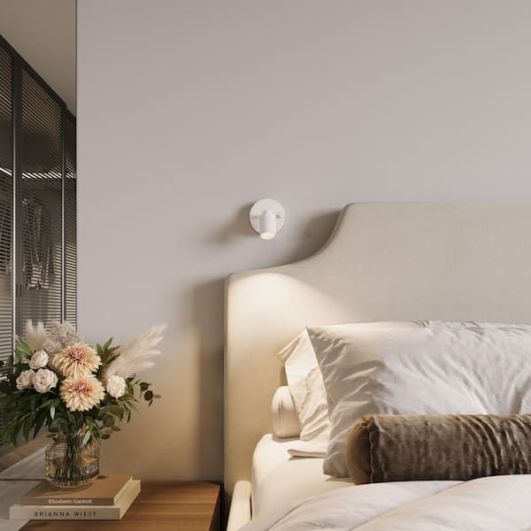 Shura Matte White 5CCT 1-Light Wall Sconce, Rotatable Head Spotlight, 5 Color Selectable, Integrated LED Bulb, 455 Lumen