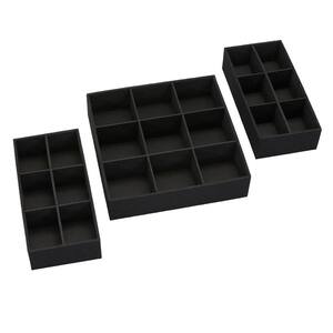 Drawer Organizers Starter Set, Customizable Inserts, Large Tray and 2-Small Trays in Black