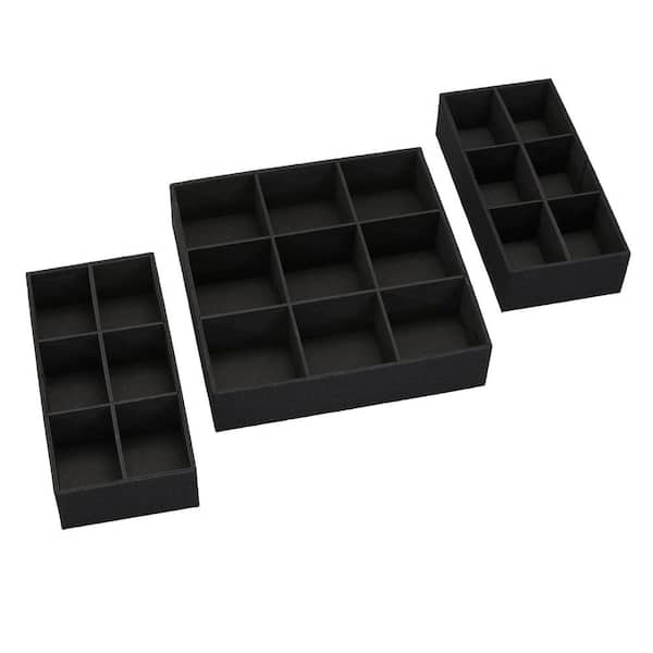 Household Essentials 3 Piece Drawer Organizers Starter Set - Black