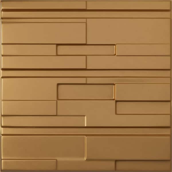 Ekena Millwork 19-5/8-in W x 19-5/8-in H Offset Brick EnduraWall Decorative 3D Wall Panel Gold