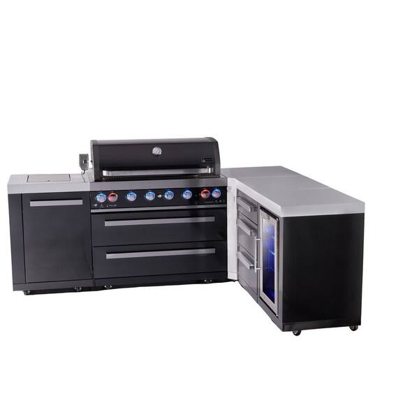 MONT ALPI Black 6-Burner 94 in. x 75 in. L-shaped Outdoor Kitchen