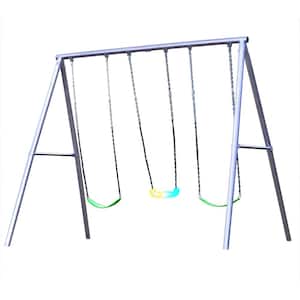 Patriot Metal 10 ft. Outdoor Swing Set with 2 Swings and 1 LED light up Swing