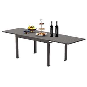 Grey Adjustable Rectangular Aluminium Outdoor Dining Table Large Extendable Patio Dining Table