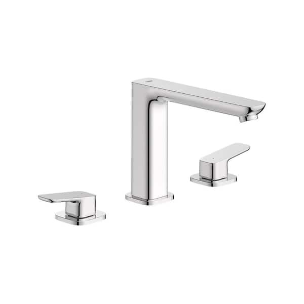 Cubeo 2-Handle Deck Mount Roman Tub Faucet with Spout and Handles and Ceramic Disc Valves in Starlight Chrome