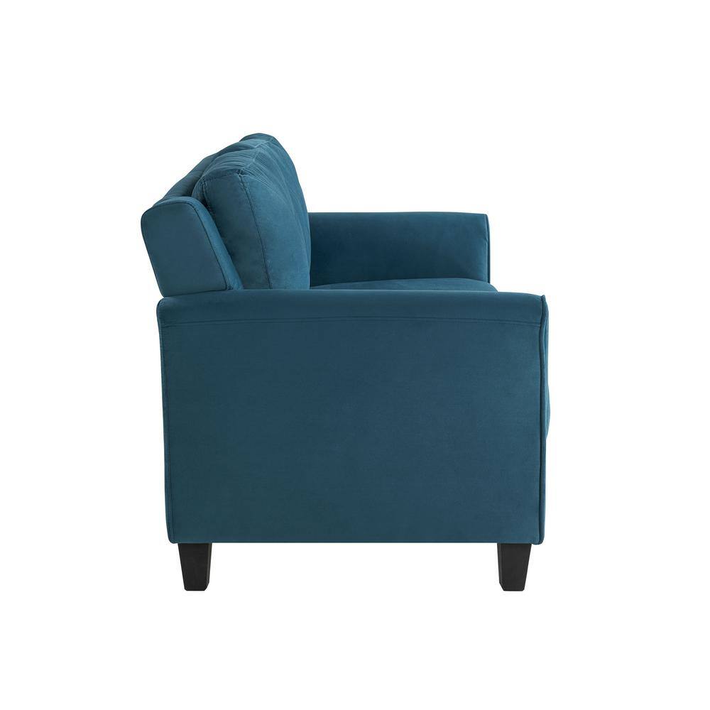 Harper Blue Microfiber Tufted Loveseat with Flared Arms