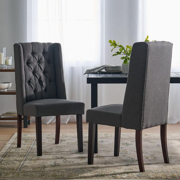Blythe Dark Grey Upholstered Dining Chairs (Set of 2)