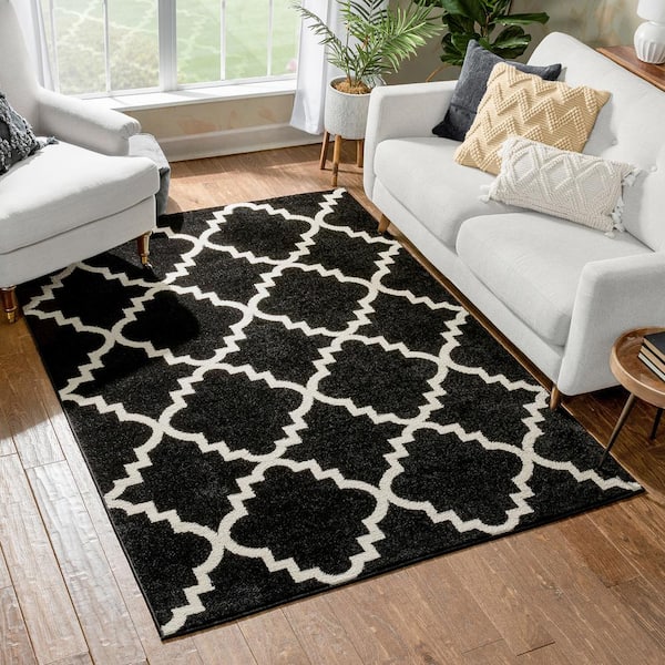 Sydney Lulu's Lattice Trellis Black 3 ft. x 5 ft. Modern Area Rug