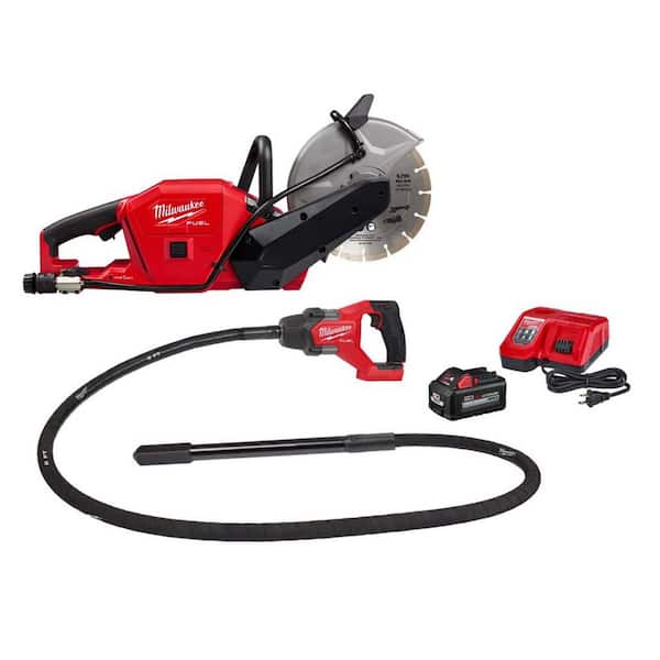 M18 FUEL ONE-KEY 18V Lithium-Ion Brushless Cordless 9 in. Cut Off Saw w/ 8 ft. Concrete Pencil Vibrator Kit