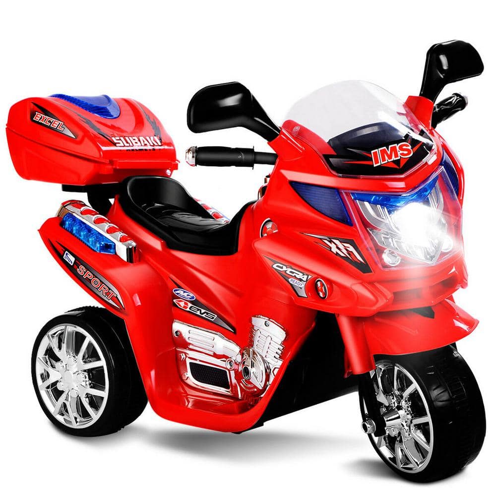 Kids Ride On Motorcycle 3 Wheel 6-Volt Battery Powered Electric Toy Power Bicycle Red -  Costway, TY207615RE