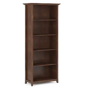 Amherst Solid Wood 70 in. x 30 in. Transitional 5 Shelf Bookcase in Russet Brown