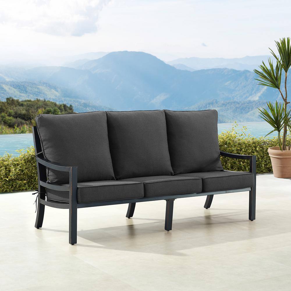 Black 1-Piece Aluminum Outdoor Deep Seating Deep Seating Couch with Cushion with Black Cushions price history on PriceWatchPro