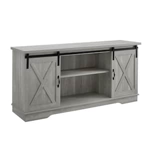 58 in. Stone Gray Composite TV Stand 64 in. with Doors
