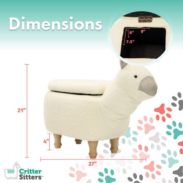 Critter Sitters White Llama Plush Animal Shape Storage Ottoman CSLLASTOTT WHT