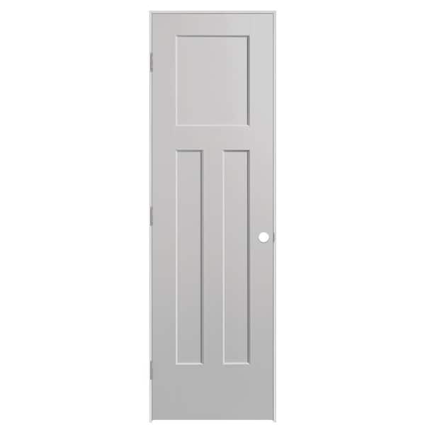 Masonite 24 in. x 80 in. 3-Panel Winslow Right-Hand Hollow Core Silver Bullet Molded Composite Single Prehung Interior Door