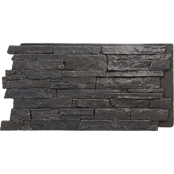 Ekena Millwork Acadia Ledge 49 in. x 1 1/4 in. Dark River Stacked Stone, StoneWall Faux Stone Siding Panel