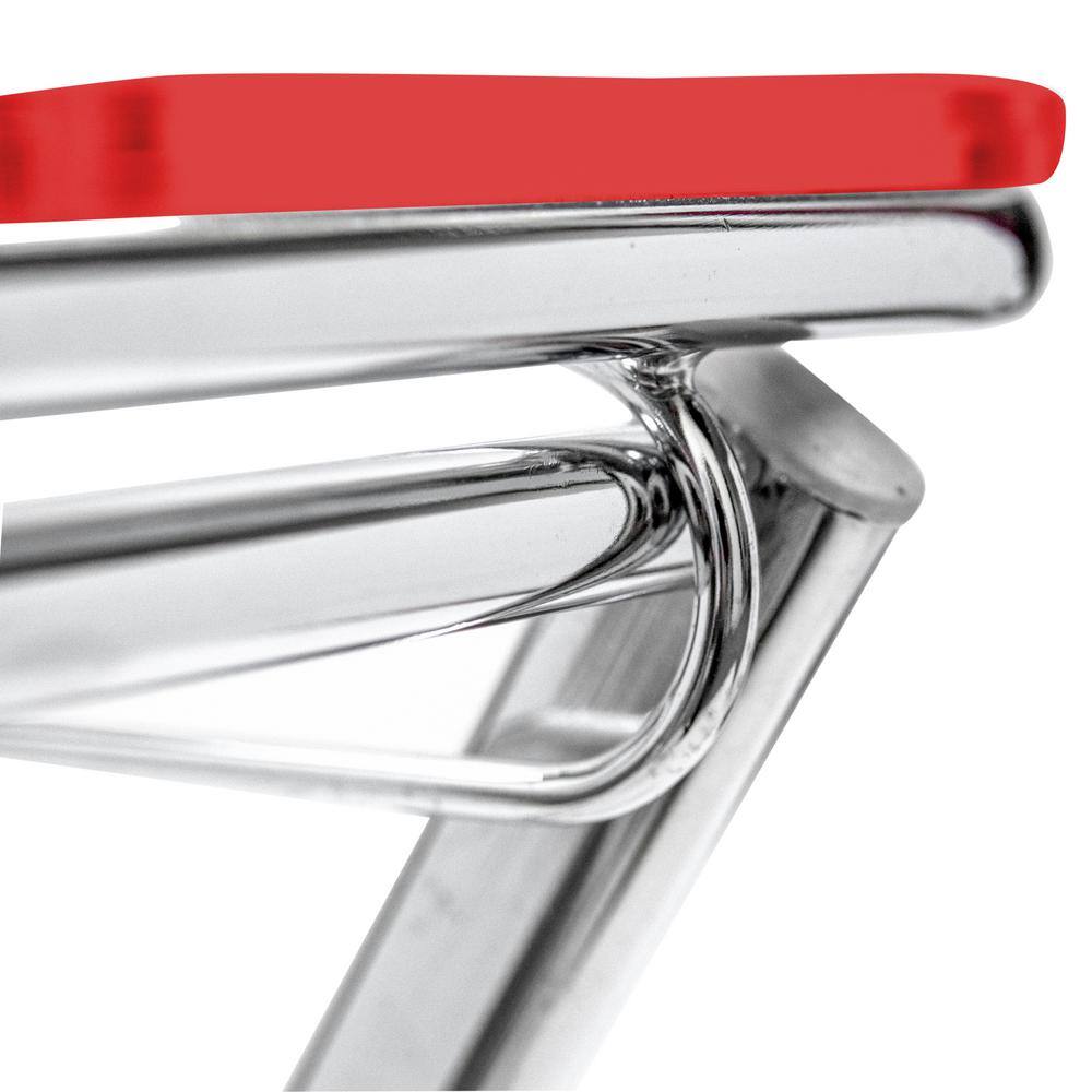 Victorian Acrylic Chrome 17" Folding Patio Side Table - Red