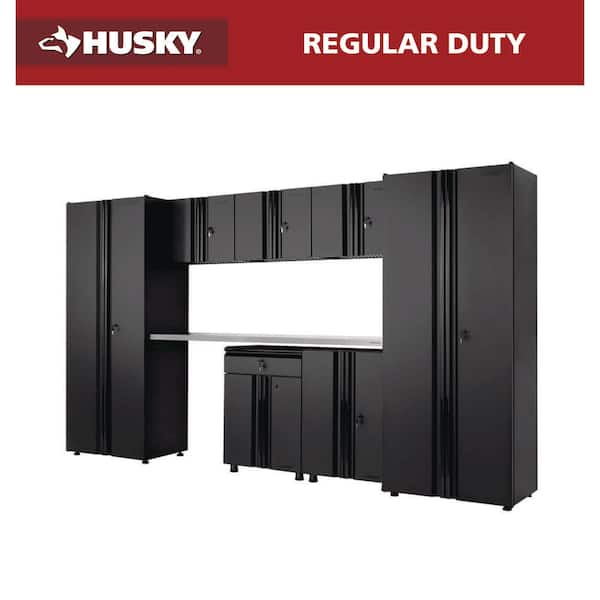 8-Piece Regular Duty Welded Steel Garage Storage System in Black (133 in. W x 75 in. H x 19.6 in. D)