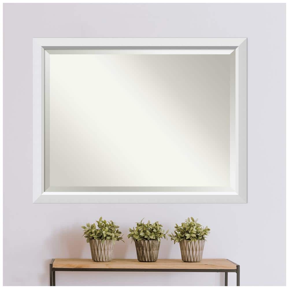 Blanco White Rectangular Wood Framed Bathroom Vanity Mirror