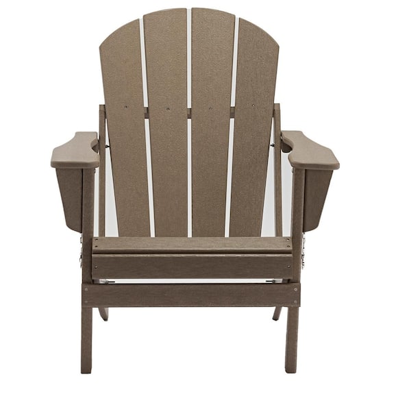 Unbranded Serga Dark Brown Plastic Folding Outdoor Adirondack Chair