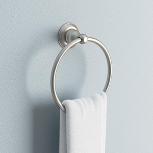 Porter Wall Mount Round Closed Towel Ring Bath Hardware Accessory in Brushed Nickel
