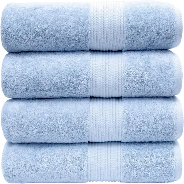 6-Piece Luxury Cotton Bath Towel Set, 56"L x 34"W - Sky Blue