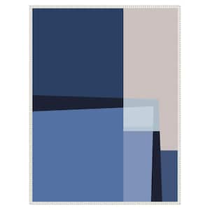 "Blue Lines 2" by Alyson Storms 1-Piece Floater Frame Giclee Abstract Canvas Art Print 42 in. x 32 in.