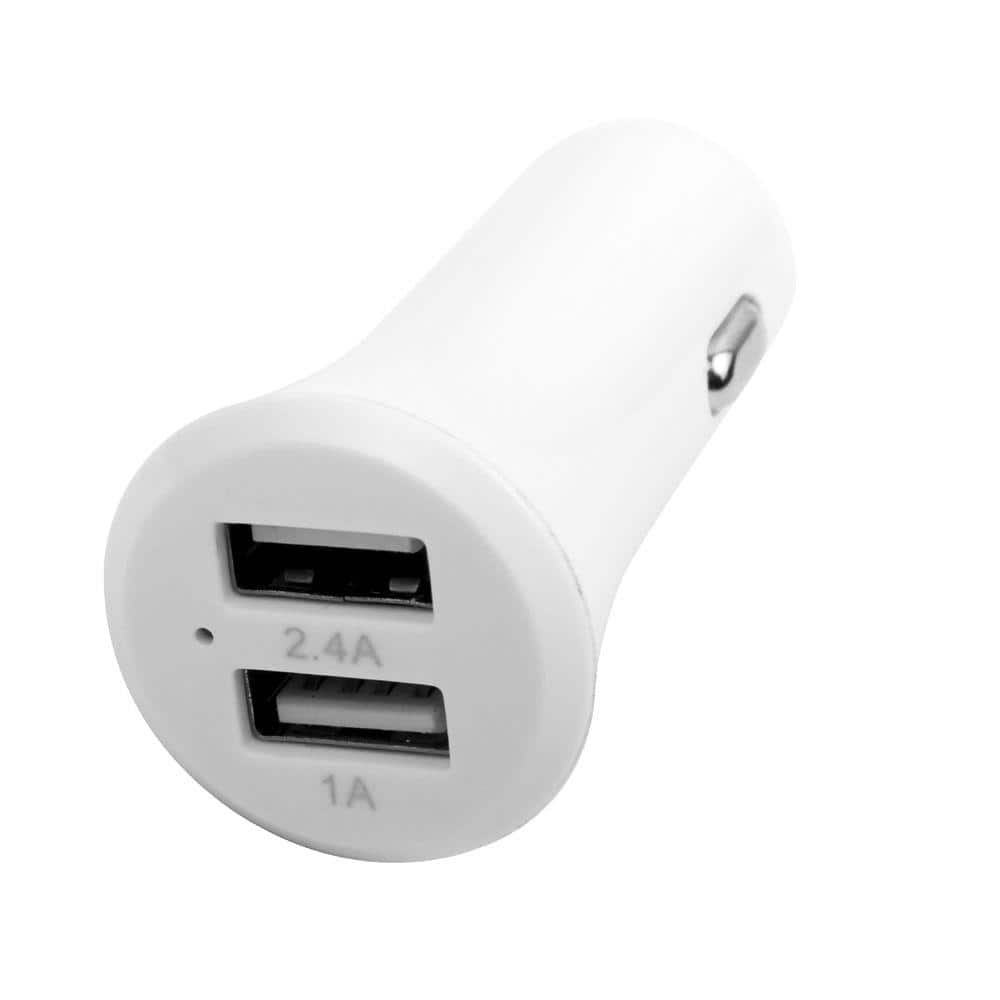 3.4 Amp 2-Port ABS Car Charger, White
