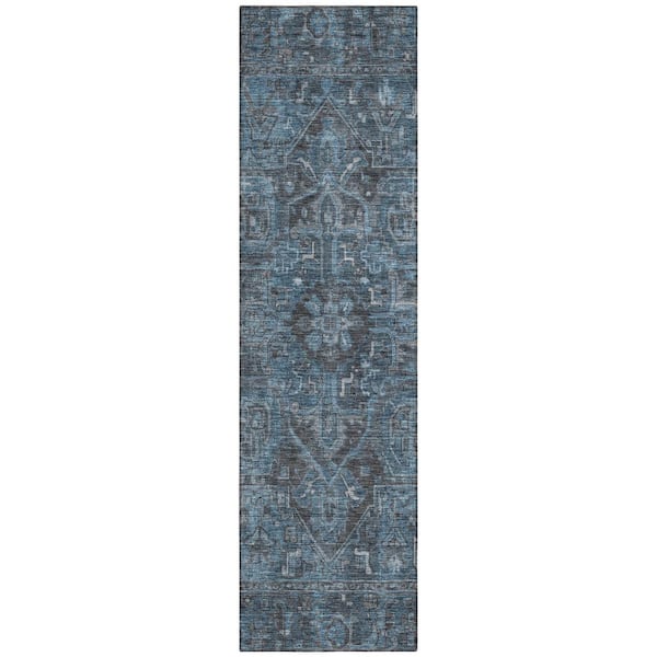 Addison Rugs Chantille ACN571 Navy 2 ft. 3 in. x 7 ft. 6 in. Machine Washable Indoor/Outdoor Geometric Runner Rug
