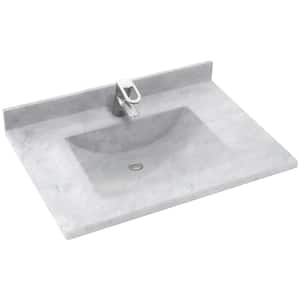 Freedomline 37 in. W x 22 in. D Solid Surface Pocket Vanity Top Kit with Sink in Ice