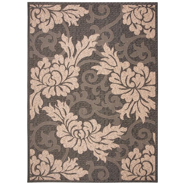 Safavieh Courtyard Black/Natural 7 ft. x 10 ft. Border Indoor/Outdoor Area Rug