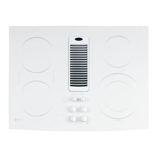 GE Profile 30 in. Smooth Surface Downdraft Radiant Electric Cooktop in White with 5 Elements