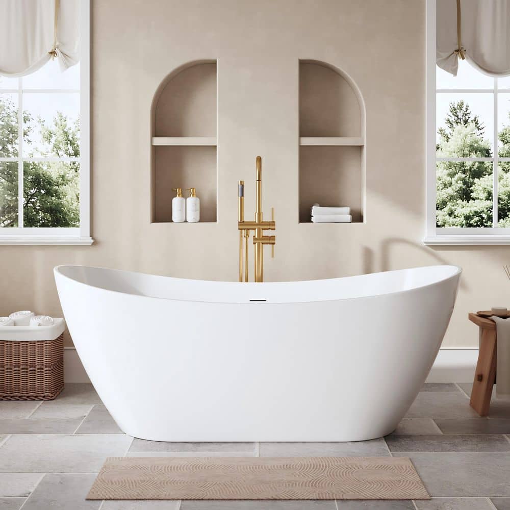エンベリア ウォッシング ANGELES HOME 67 in. x 29 in. Acrylic Freestanding Soaking Bathtub