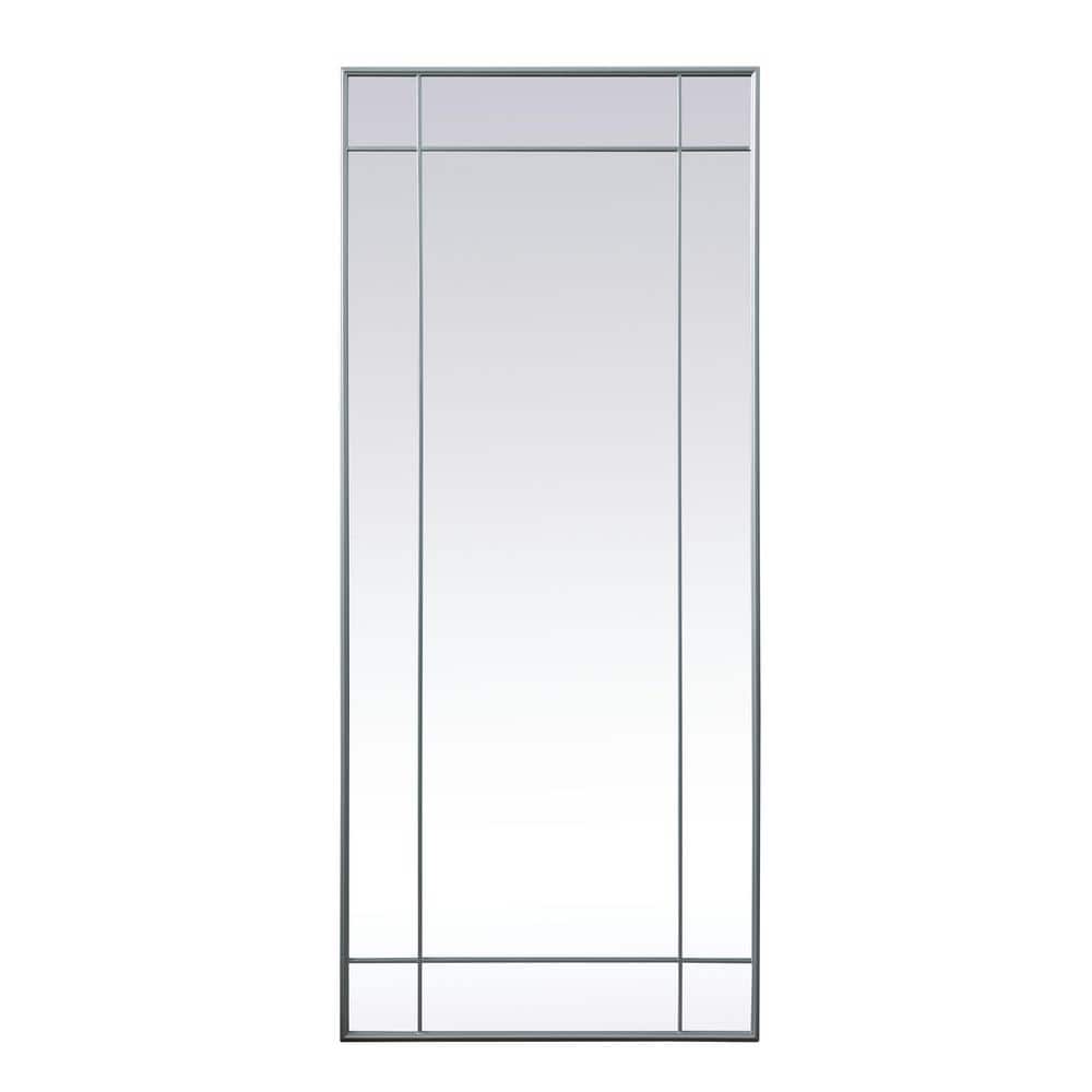 Timeless Home Silver 30 in. x 70 in. French Panel Full Length Mirror