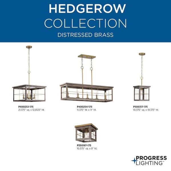 Progress Lighting Hedgerow Collection 4-Light Aged Oak Farmhouse Chandelier Light