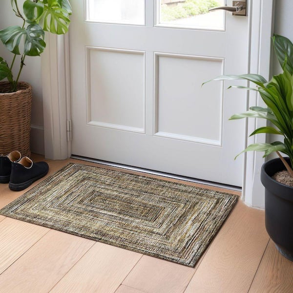 Chantille Machine Washable Indoor/Outdoor Abstract ACN1725 Brown 2 ft. x 3 ft. Accent Rug