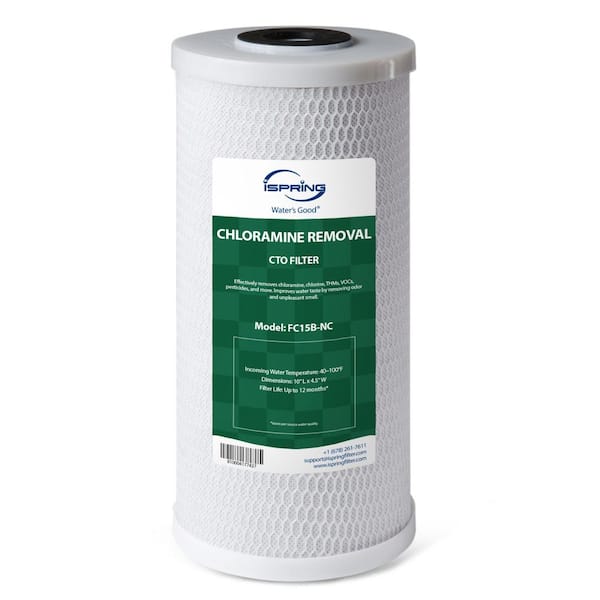 Whole House Water Filter Reduces Chloramine, Chlorine, Taste and Odor, 10 in. x 4.5 in., SGS-Tested, Model: FC15B-NC